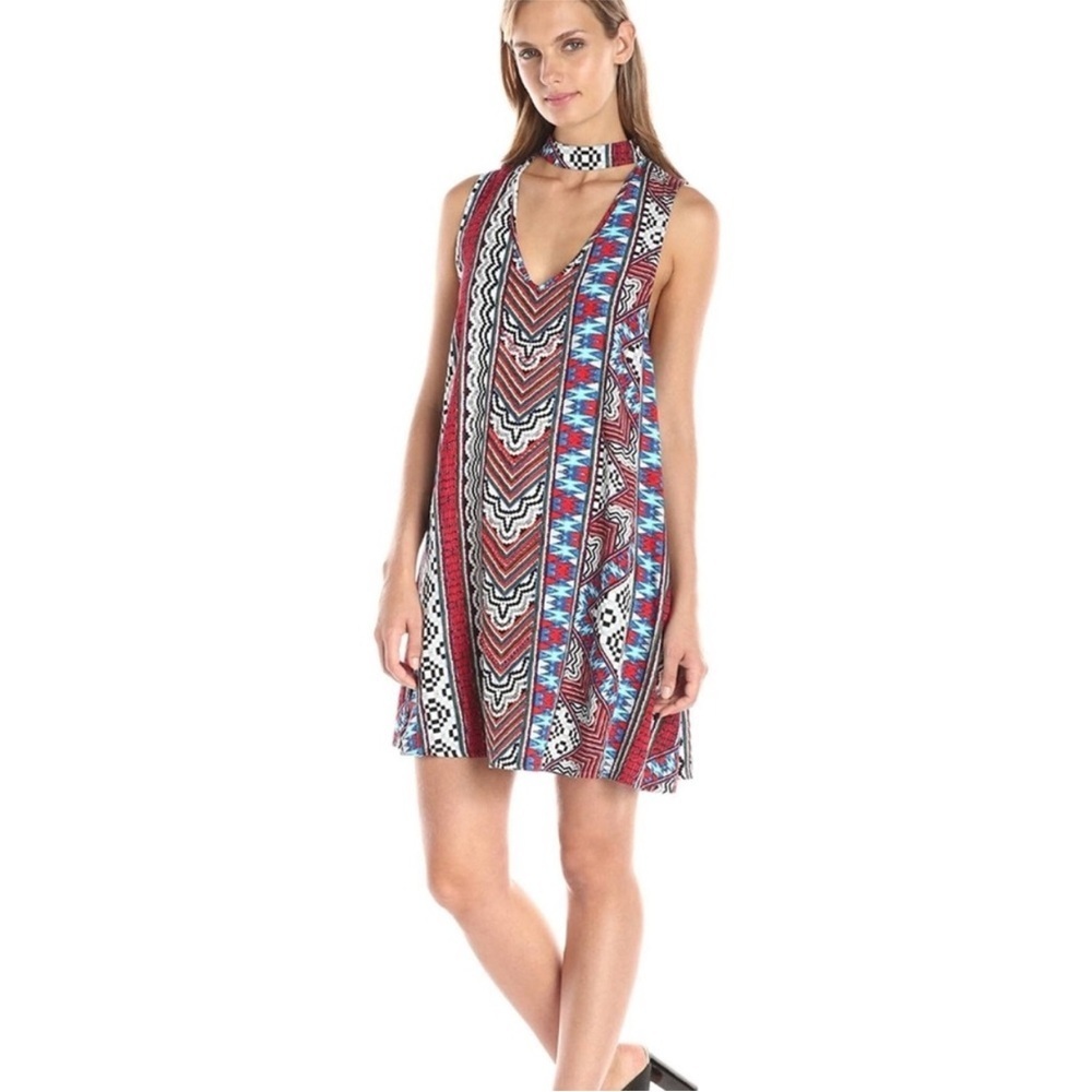 MinkPink Aztec Island Geometric Swing women’s Dress Size Large F-2